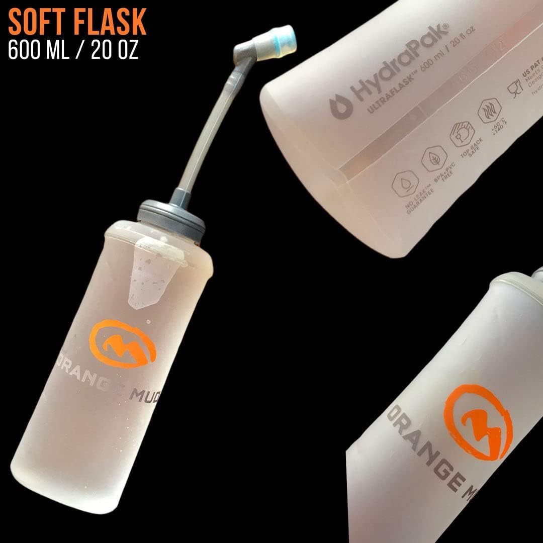 Orange Mud Hydrapak ソフトフラスク 600ml 折りたたみ ランニング 水分補給 ボトル バイトバルブ・ホース付 BPAフリー 軽量43g