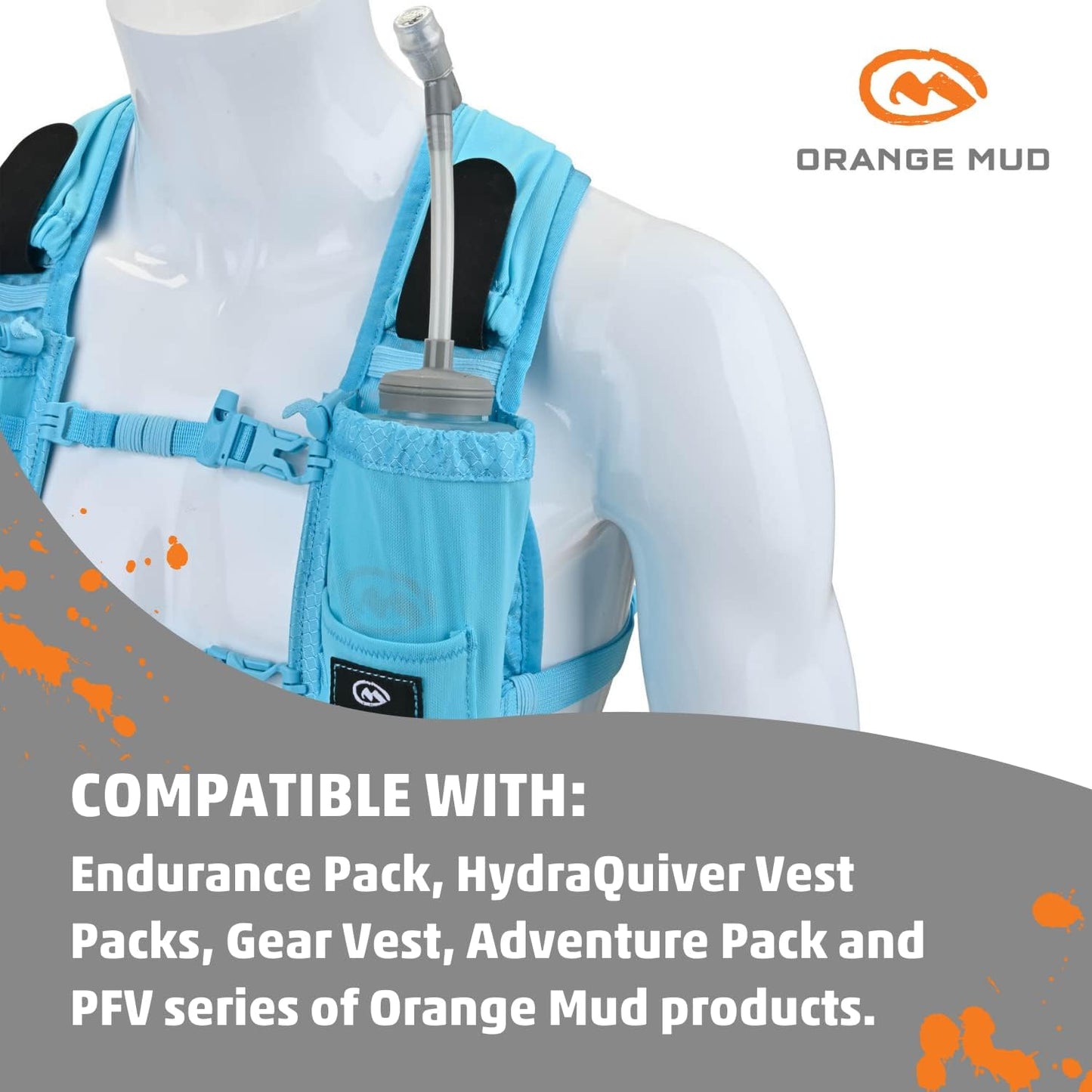 Orange Mud Hydrapak ソフトフラスク 600ml 折りたたみ ランニング 水分補給 ボトル バイトバルブ・ホース付 BPAフリー 軽量43g