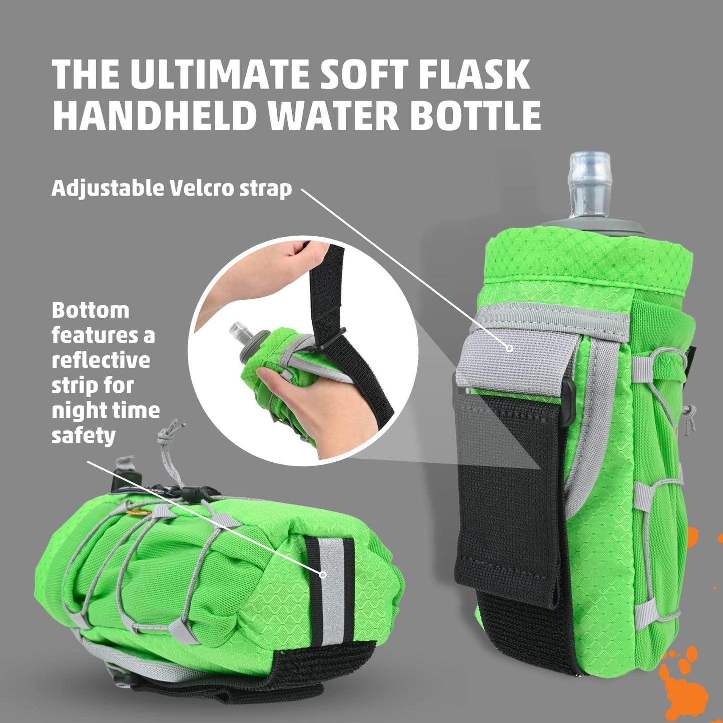 Orange Mud ソフトフラスク ハンドヘルド 500ml 手持ち 給水 ランニング 折りたたみ BPAフリー トレラン ライムグリーン