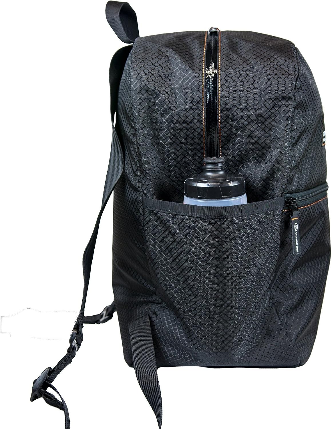 Orange Mud エブリデイバッグ ノートPCバックパック 400Dリップストップナイロン 防水YKKジッパー パッド入り PC保護 大型サイドボトルホルダー ブラック/オレンジ