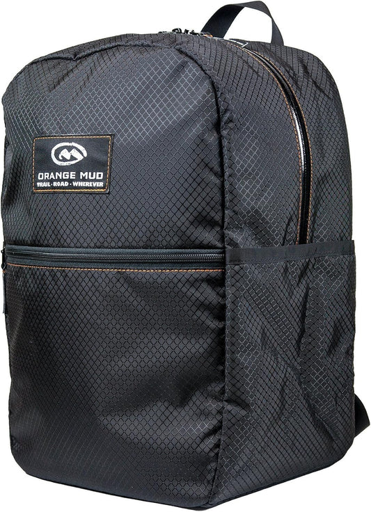 Orange Mud エブリデイバッグ ノートPCバックパック 400Dリップストップナイロン 防水YKKジッパー パッド入り PC保護 大型サイドボトルホルダー ブラック/オレンジ