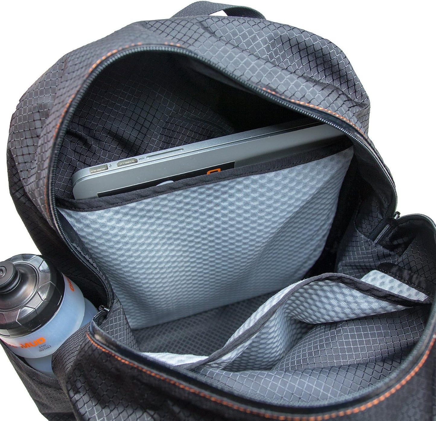 Orange Mud エブリデイバッグ ノートPCバックパック 400Dリップストップナイロン 防水YKKジッパー パッド入り PC保護 大型サイドボトルホルダー ブラック/オレンジ